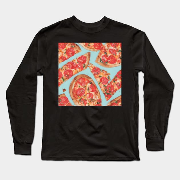 Pizza Pattern Long Sleeve T-Shirt by coraleeallen